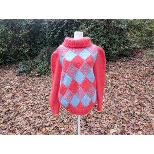 Vintage Hand Knit Italian Couture Mohair Blend  Sweater Jumper 60's Glam